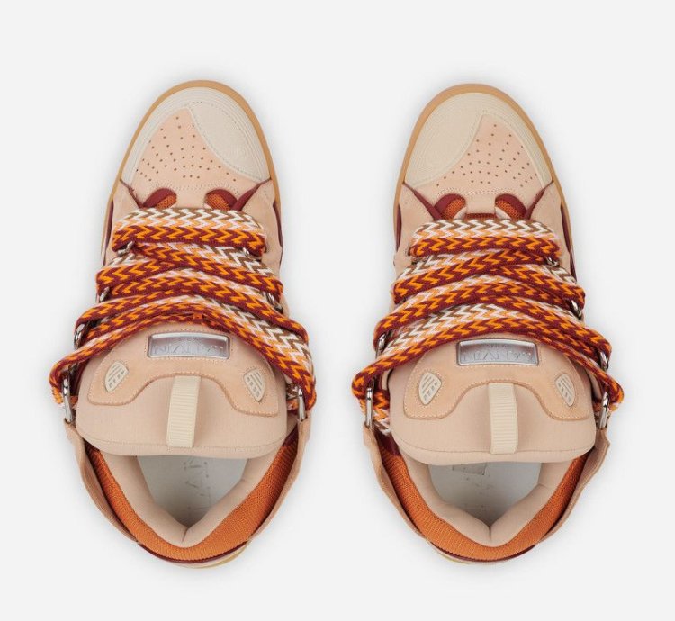 Bnwt Ss23 Lanvin Curb Sneakers Pale Pink Mango 44
