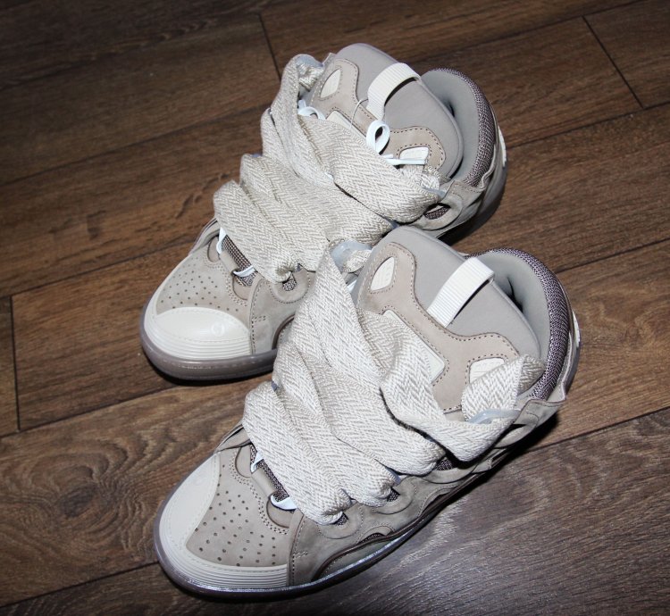 Bnwt Ss23 Lanvin Curb Sneakers Taupe 44