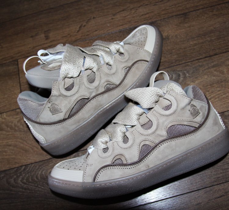 Bnwt Ss23 Lanvin Curb Sneakers Taupe 44