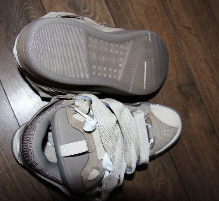 Bnwt Ss23 Lanvin Curb Sneakers Taupe 44