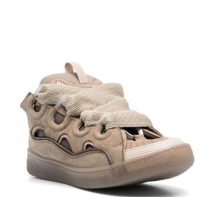 Bnwt Ss23 Lanvin Curb Sneakers Taupe 44