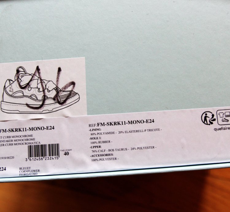 Bnwt Ss24 Lanvin Basket Curb Monochrome Sneakers Blue 40
