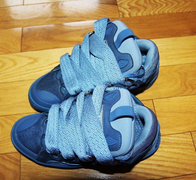 Bnwt Ss24 Lanvin Basket Curb Monochrome Sneakers Blue 41