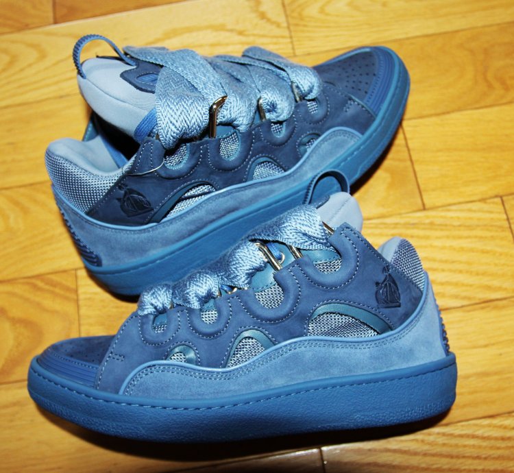 Bnwt Ss24 Lanvin Basket Curb Monochrome Sneakers Blue 41