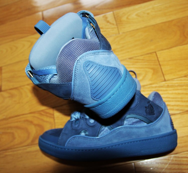 Bnwt Ss24 Lanvin Basket Curb Monochrome Sneakers Blue 41