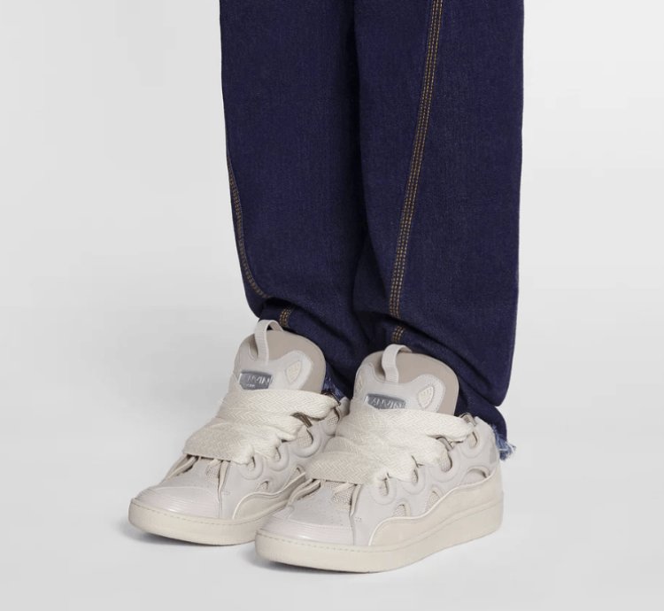 Bnwt Ss24 Lanvin Basket Curb Monochrome Sneakers Peach 40