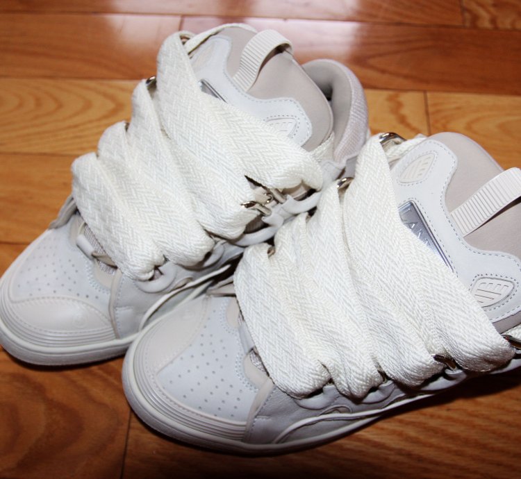 Bnwt Ss24 Lanvin Basket Curb Monochrome Sneakers Peach 40