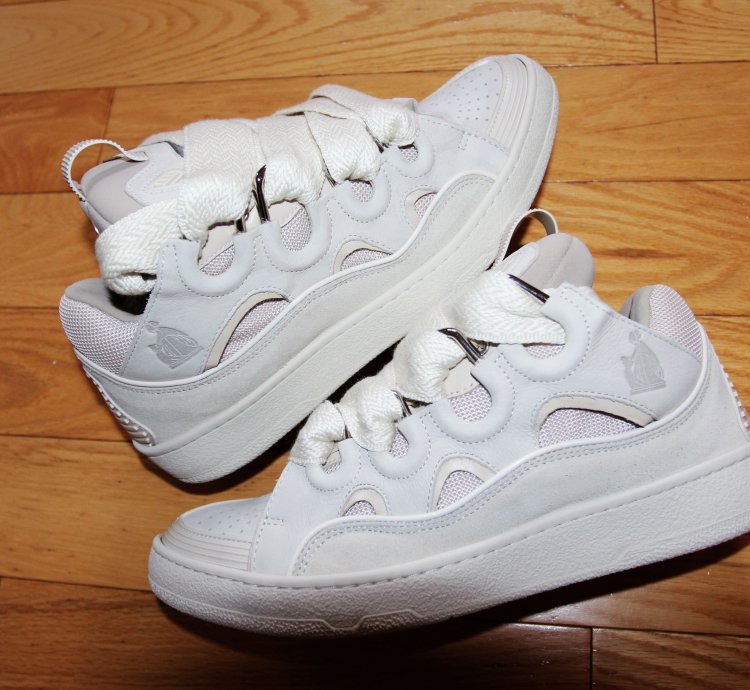 Bnwt Ss24 Lanvin Basket Curb Monochrome Sneakers Peach 40