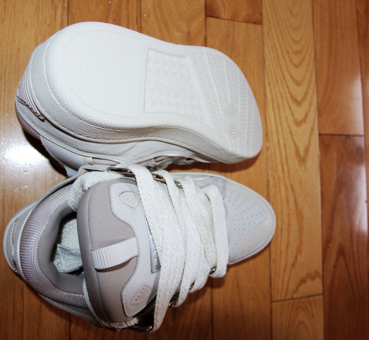 Bnwt Ss24 Lanvin Basket Curb Monochrome Sneakers Peach 40