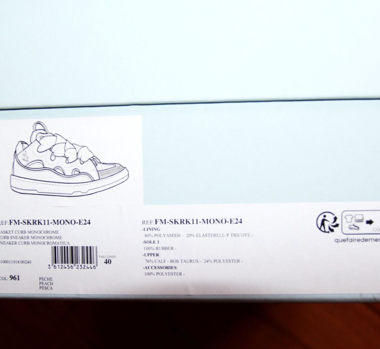 Bnwt Ss24 Lanvin Basket Curb Monochrome Sneakers Peach 40