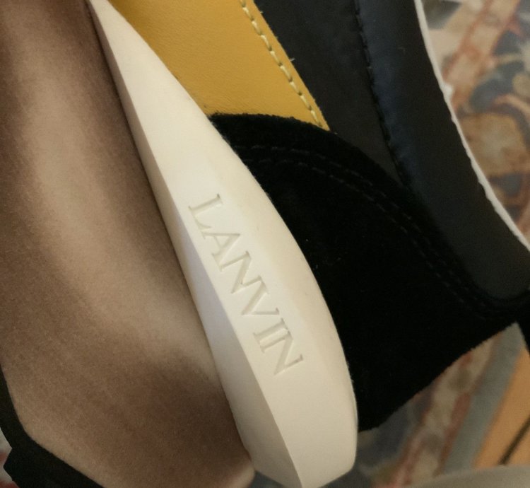 Brand New Lanvin Nylon Bumper Sneaker Navy And Gold Size 45