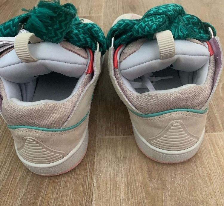 Brandnew Lanvin White Pink Turquoise Curb Sneaker Sz 40