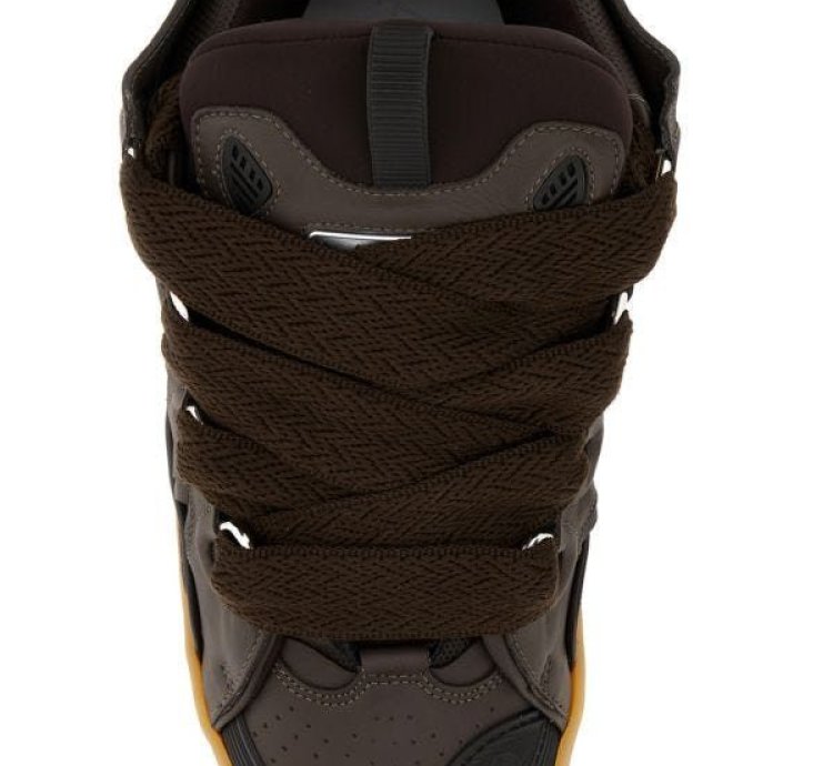 Chocolate Leather Curb Sneakers