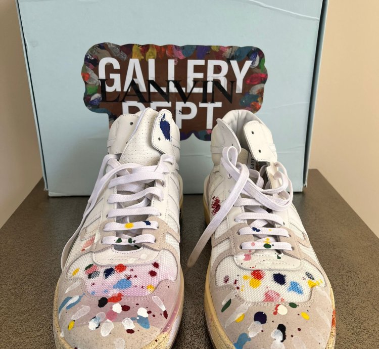 Clay High Top Sneakers In White Multicolor Paint Splatter