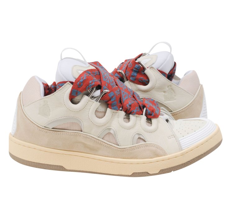 Curb Skat Shoe Beige Tan White Skate Sneakers - 00705-
