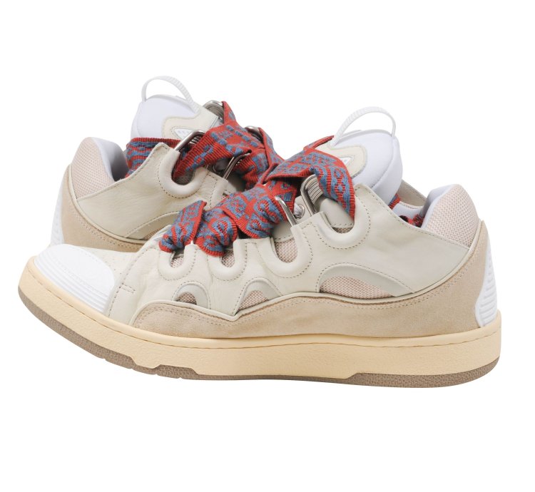 Curb Skat Shoe Beige Tan White Skate Sneakers - 00705-
