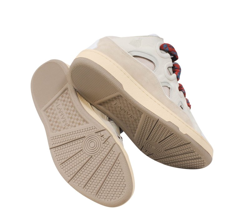 Curb Skat Shoe Beige Tan White Skate Sneakers - 00705-