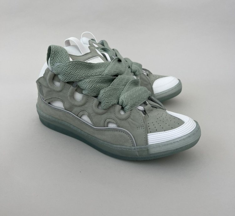 Curb Suede Trim Sneakers In Sage