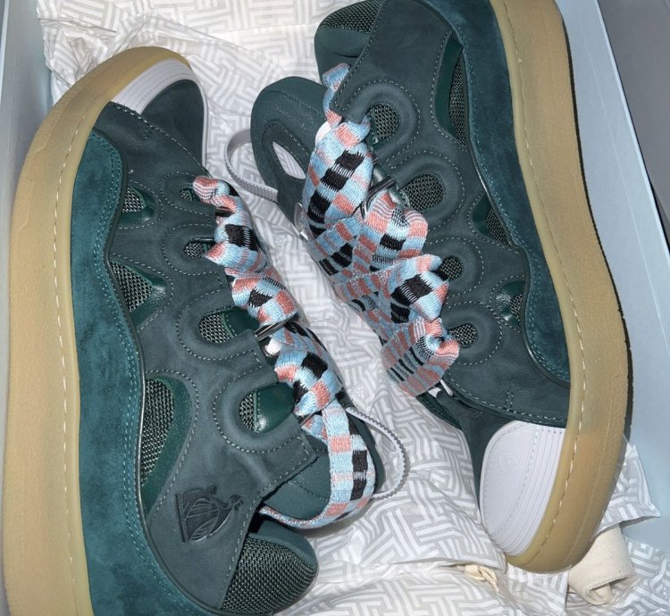 Green Lanvin Sneaker With Pink Hint In Laces