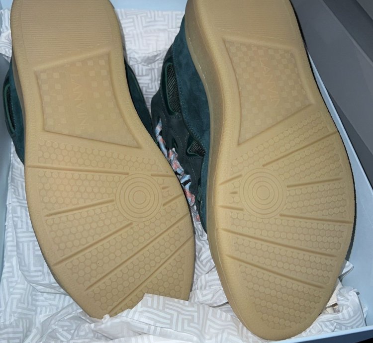 Green Lanvin Sneaker With Pink Hint In Laces
