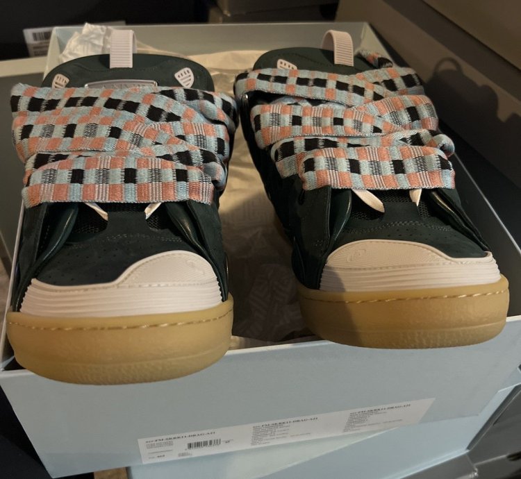 Green Lanvin Sneaker With Pink Hint In Laces