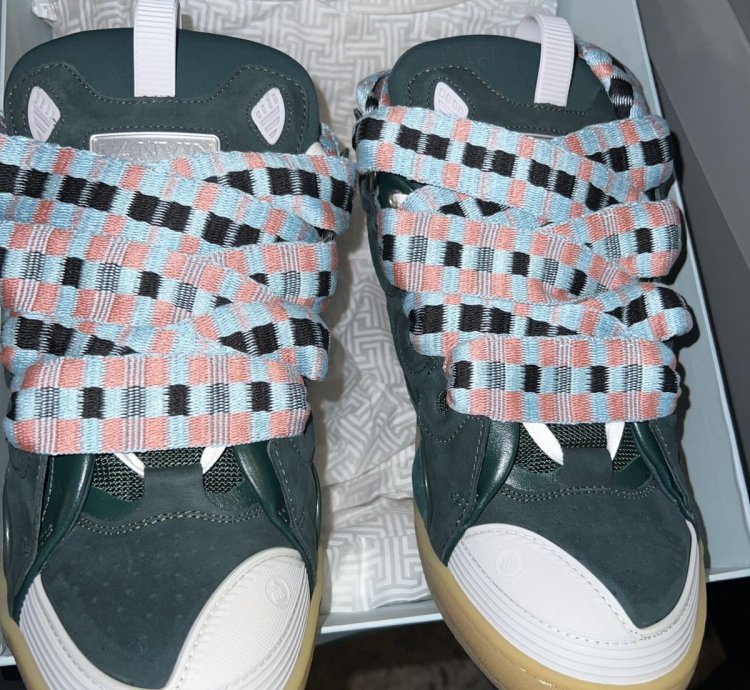 Green Lanvin Sneaker With Pink Hint In Laces