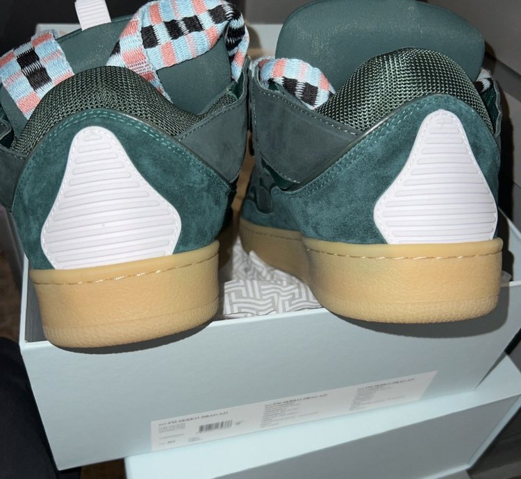 Green Lanvin Sneaker With Pink Hint In Laces