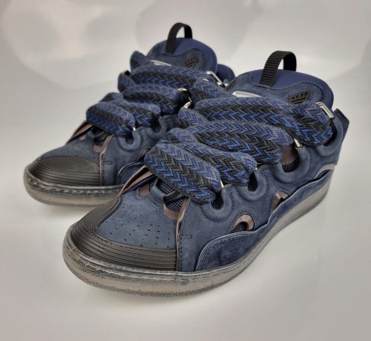 Lanvin Curb Blue And Black Sneakers New