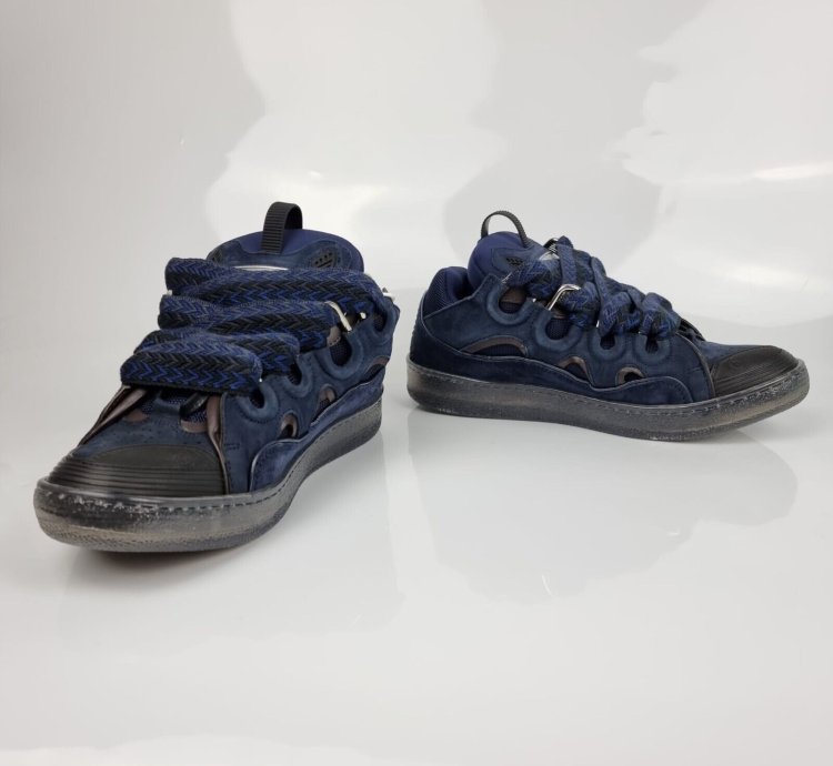 Lanvin Curb Blue And Black Sneakers New