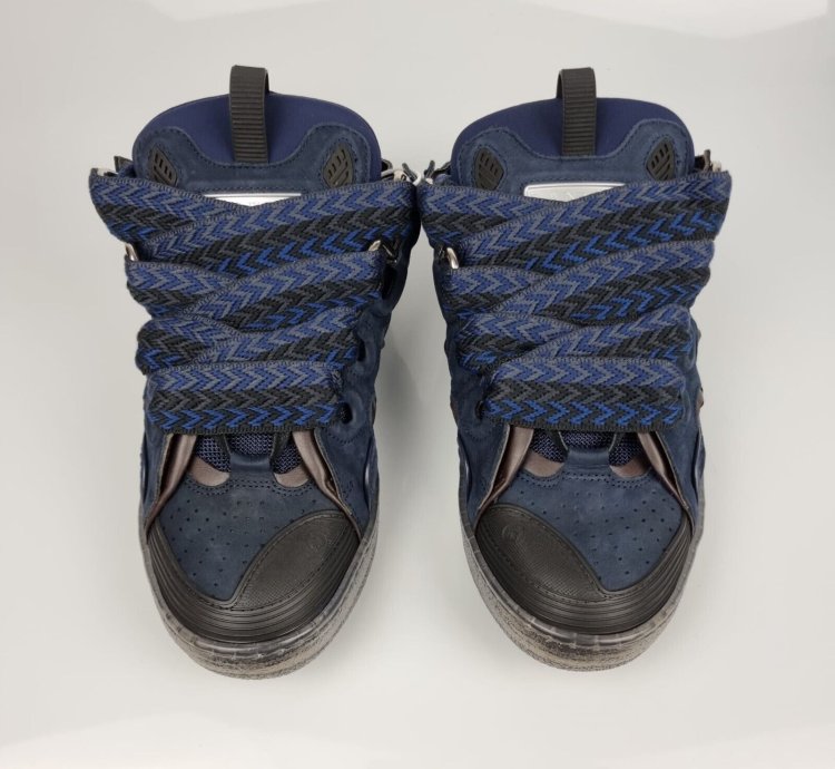 Lanvin Curb Blue And Black Sneakers New
