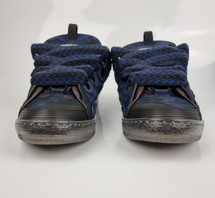Lanvin Curb Blue And Black Sneakers New
