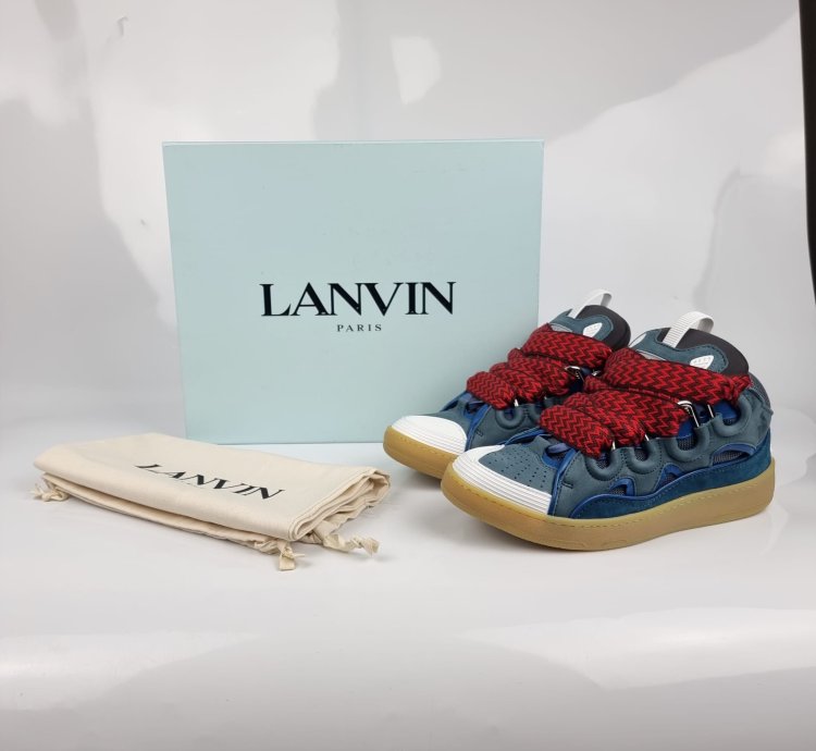Lanvin Curb Blue And Red Sneakers New Ss23