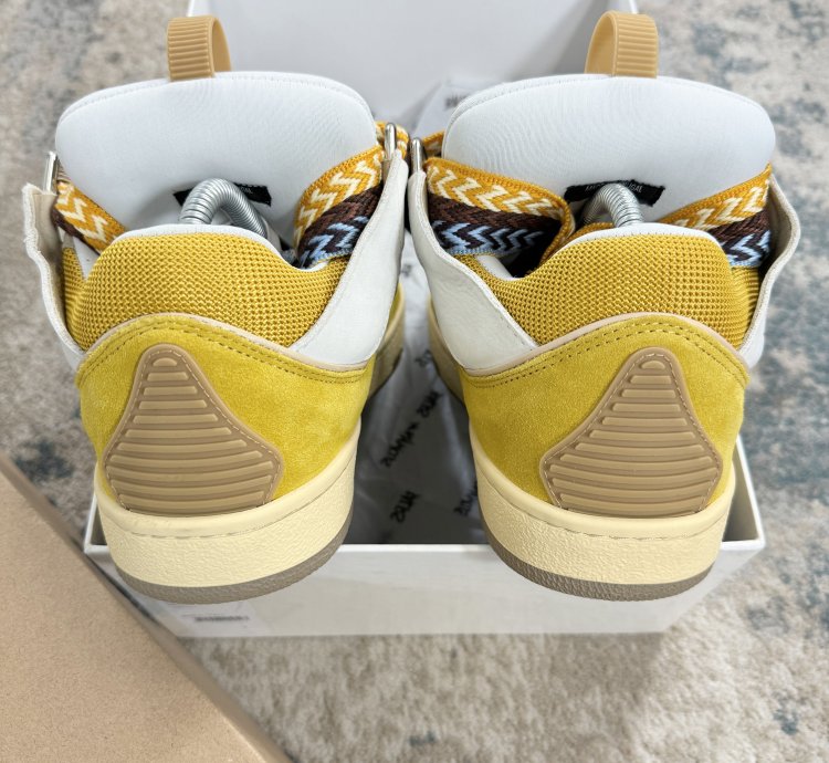 Lanvin Curb Low Top Trainers In Yellow White Rrp 750
