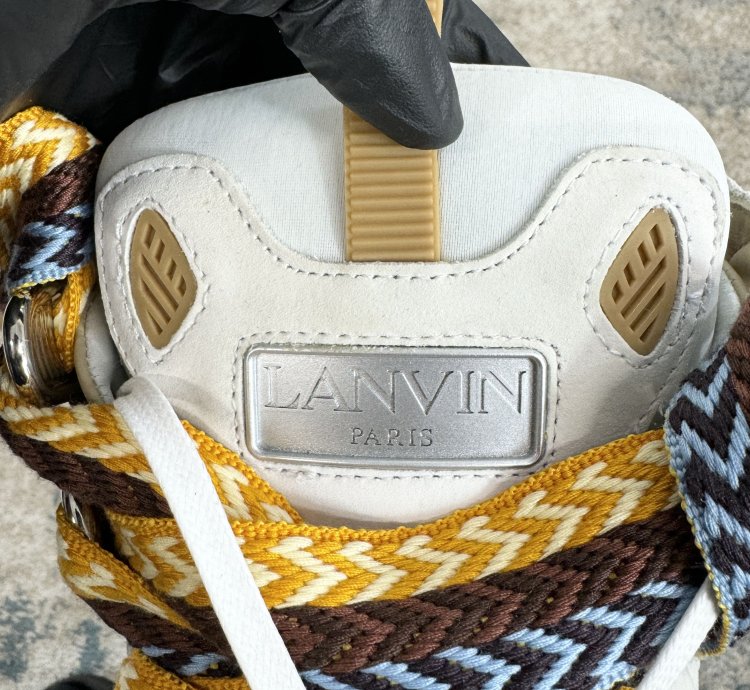 Lanvin Curb Low Top Trainers In Yellow White Rrp 750