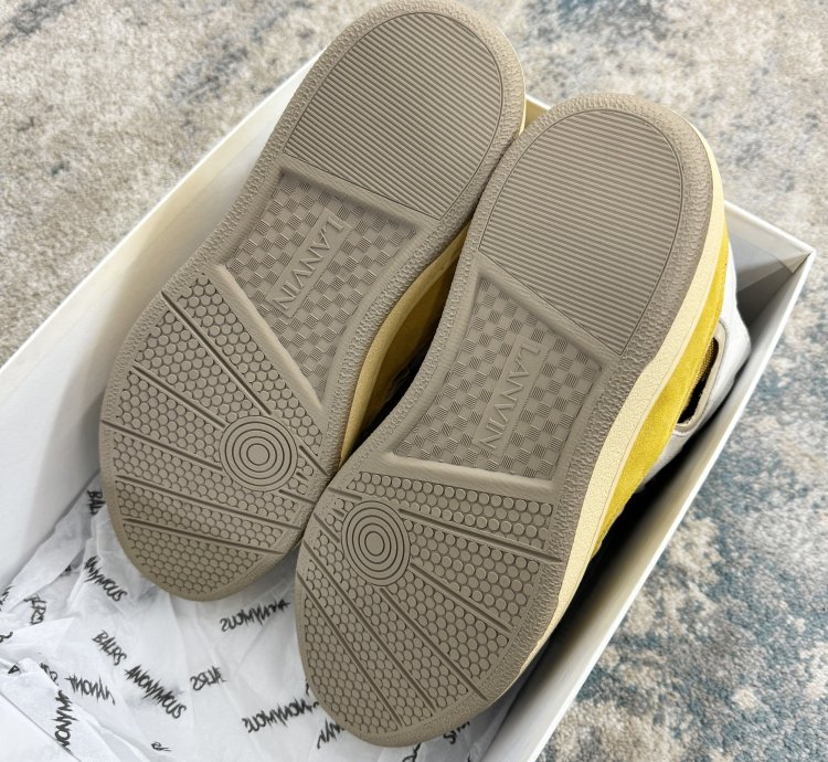 Lanvin Curb Low Top Trainers In Yellow White Rrp 750