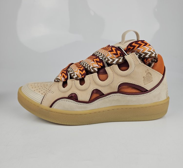 Lanvin Curb Men Beige And Orange Sneakers New Ss23
