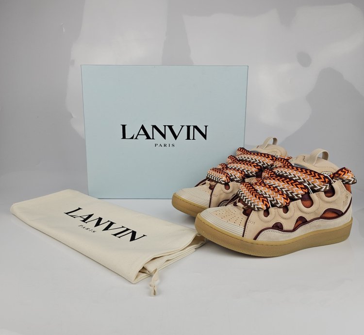 Lanvin Curb Men Beige And Orange Sneakers New Ss23