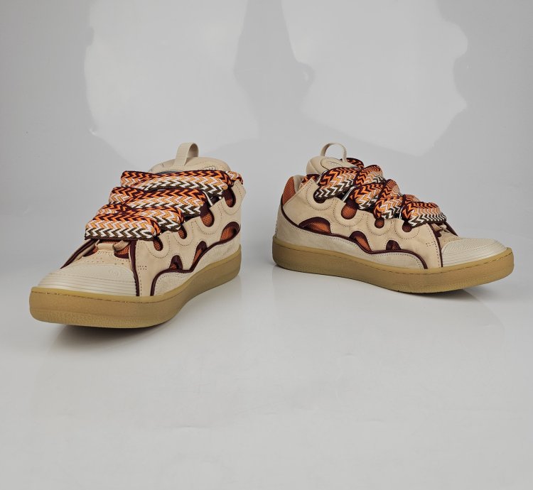 Lanvin Curb Men Beige And Orange Sneakers New Ss23