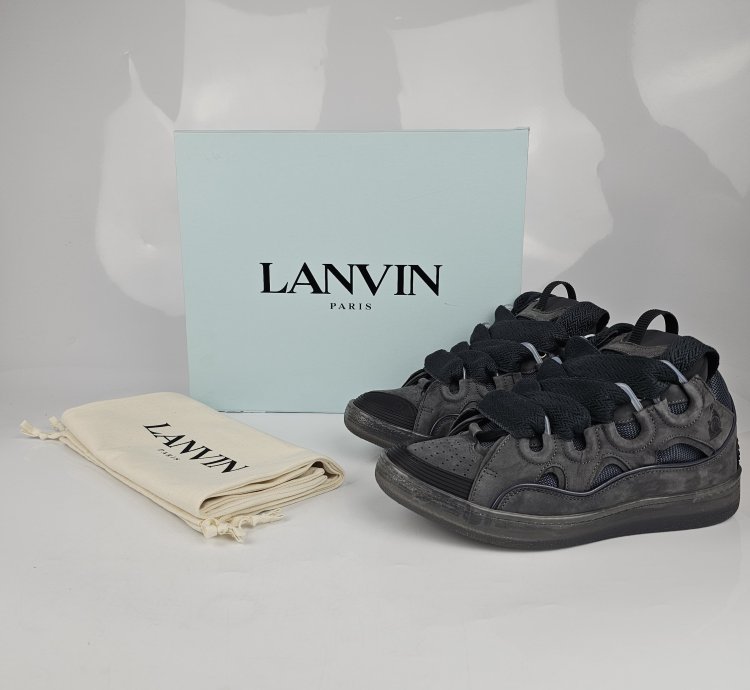 Lanvin Curb Men Dark Gray Sneakers New Ss23 Size 42