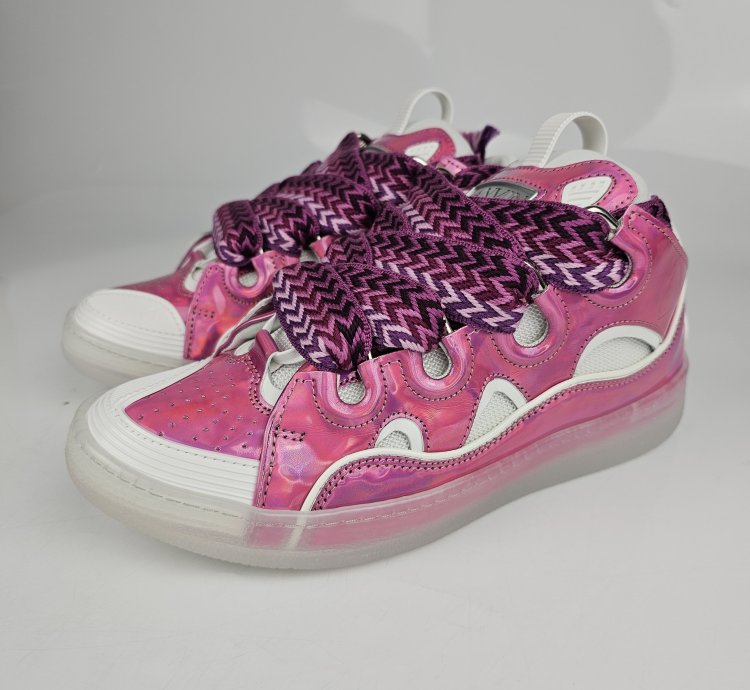 Lanvin Curb Men Pink And White Sneakers New Ss23 41