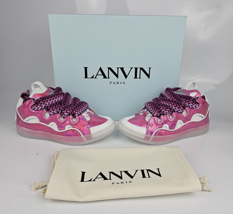 Lanvin Curb Men Pink And White Sneakers New Ss23 41