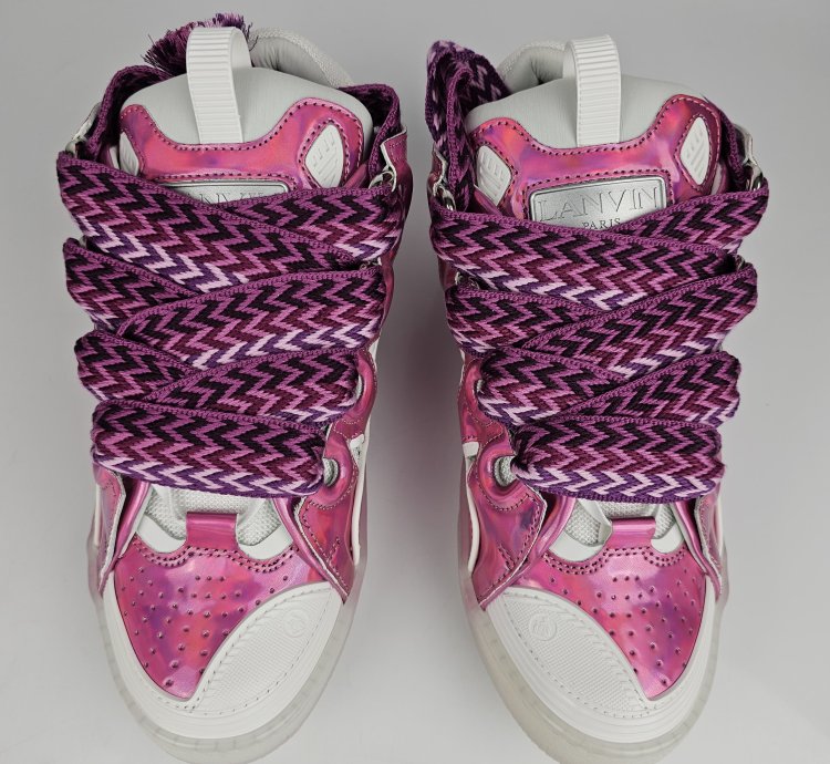 Lanvin Curb Men Pink And White Sneakers New Ss23 41