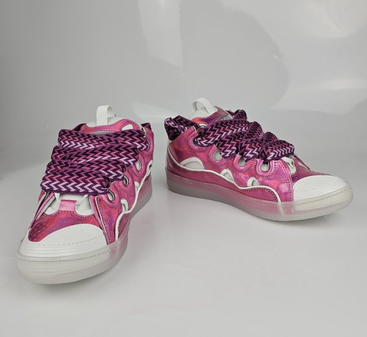 Lanvin Curb Men Pink And White Sneakers New Ss23 41