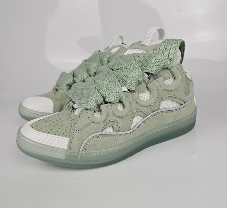 Lanvin Curb Men White And Green Sneakers New Ss23