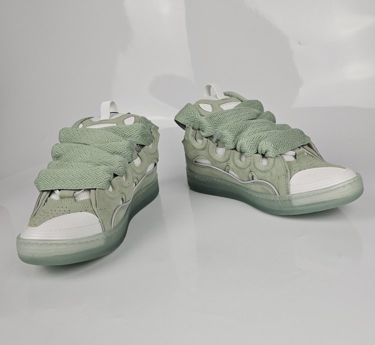 Lanvin Curb Men White And Green Sneakers New Ss23