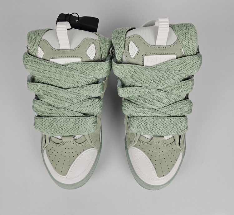 Lanvin Curb Men White And Green Sneakers New Ss23