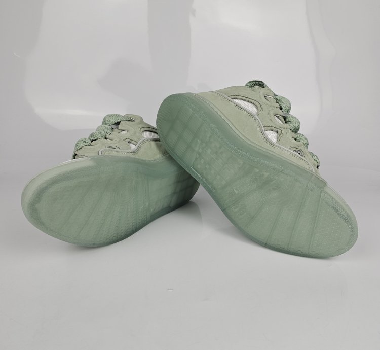 Lanvin Curb Men White And Green Sneakers New Ss23