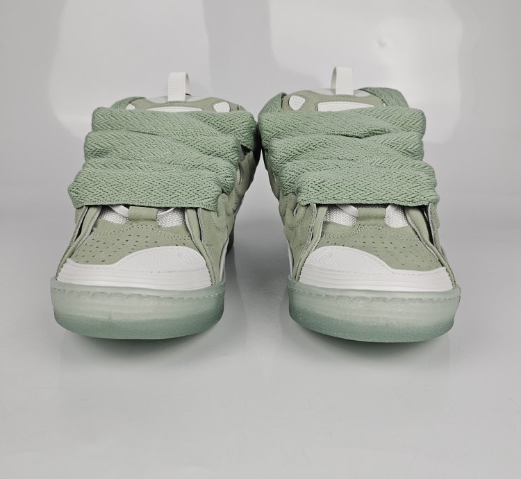 Lanvin Curb Men White And Green Sneakers New Ss23