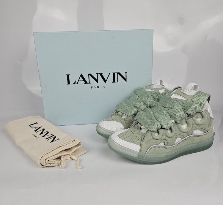 Lanvin Curb Men White And Green Sneakers New Ss23