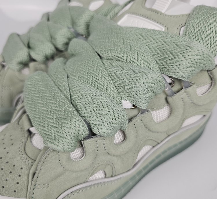 Lanvin Curb Men White And Green Sneakers New Ss23